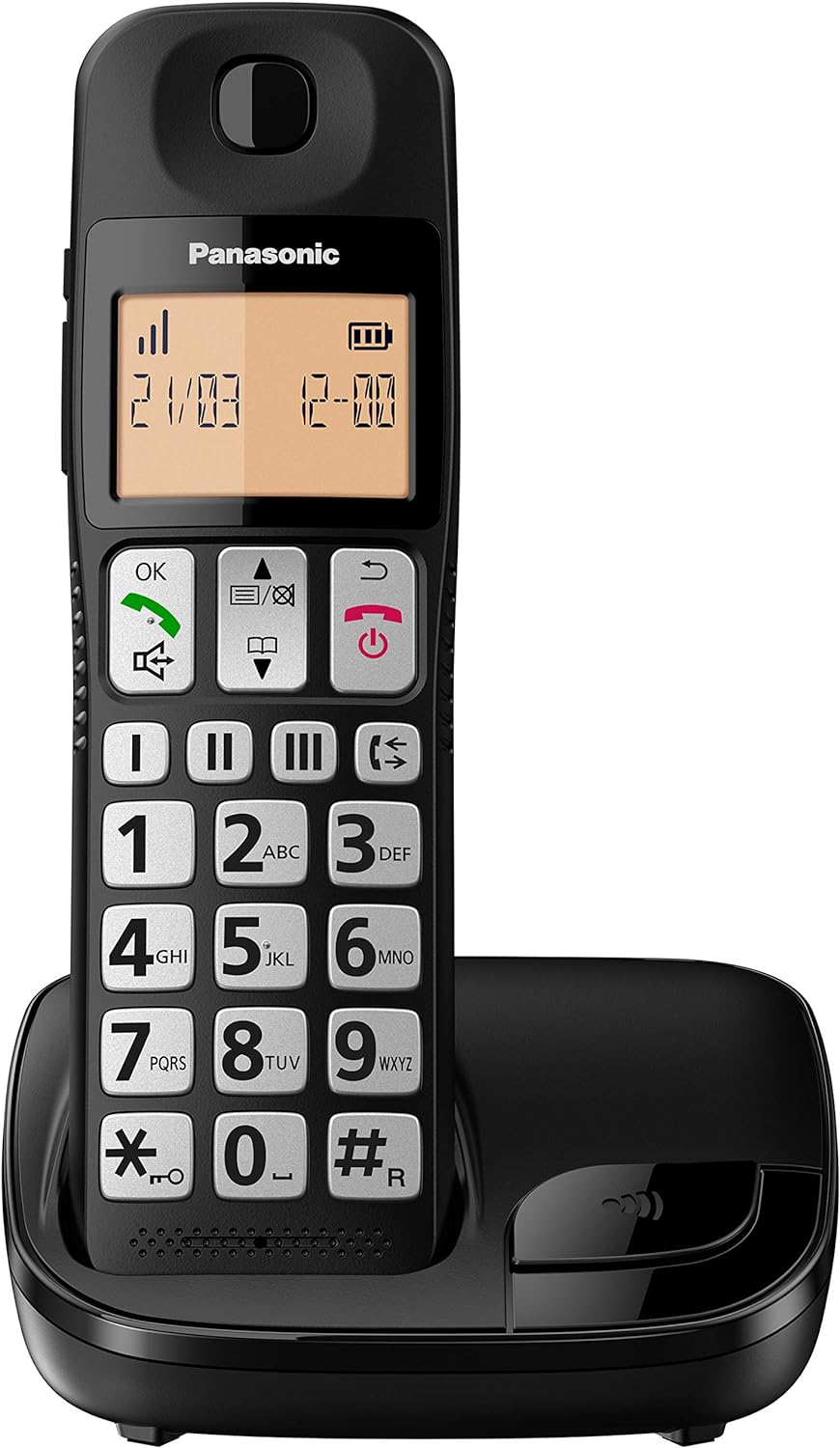 Teléfono inalámbrico Dect Panasonic KX-TGE310SPB, con teclas grandes